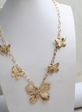 金色多层珍珠贝壳吊坠锁骨链女