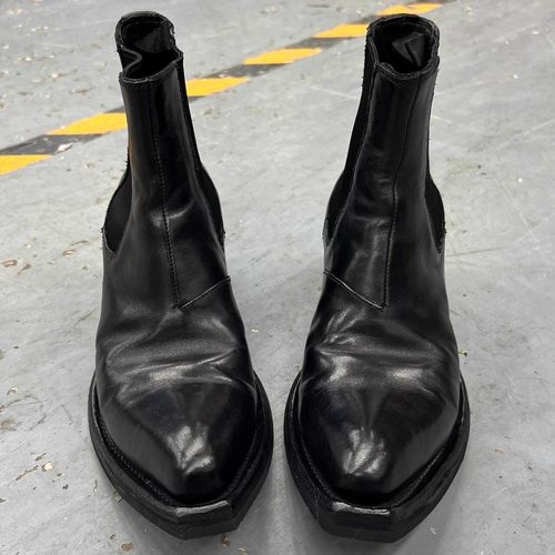 尖头马丁靴男女暗黑风增高厚底切尔西靴短筒巫师靴套筒翘头骑士靴 - 图2