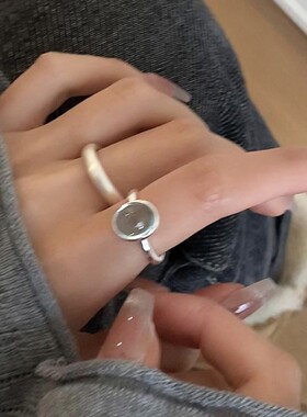 甜酷蓝色眼泪戒指女叠戴百搭个性素圈优雅创意指环网红小众食指戒