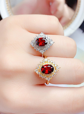 戴妃款18K定制明艳天然女戒彩金