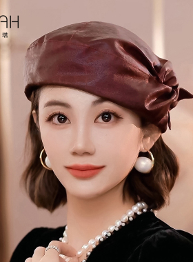 【香云纱空姐帽】布塔桑蚕丝贝雷帽可折叠防晒透气扭结帽女PT2130