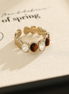 气质天然虎眼石戒指女轻奢高级感