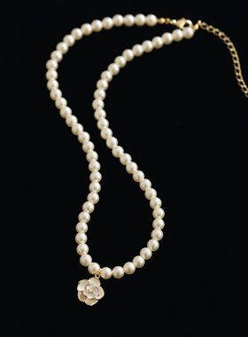 珍珠山茶花项链女气质轻奢高级感