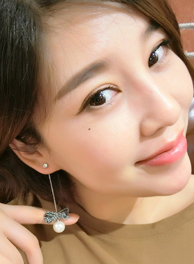 珍珠蝴蝶结耳环女气质