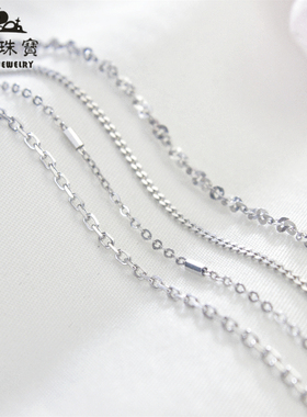 S925项链锁骨链饰品男女情侣学生纯银方十字韩版简约百搭配链