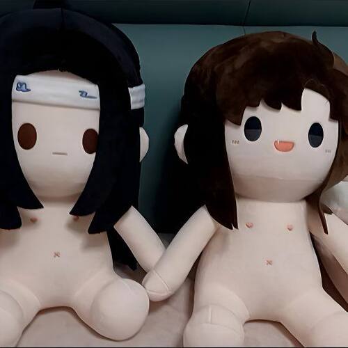 【1640人收藏】原创魔道祖师动漫周边同人魏无羡蓝忘机40cm棉花娃 - 图3