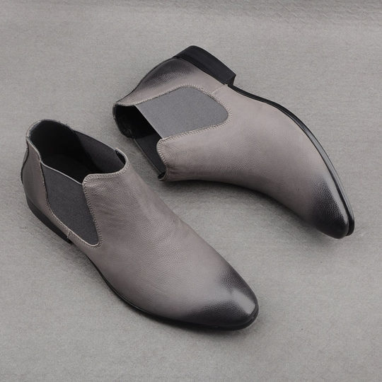 Короткие сапоги в британском стиле из воловьей кожи, туфли Челси с высоким берцем