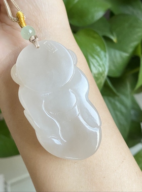 捡漏高货吊坠！天然和田玉藕粉财神爷吊坠 带证书 不退换