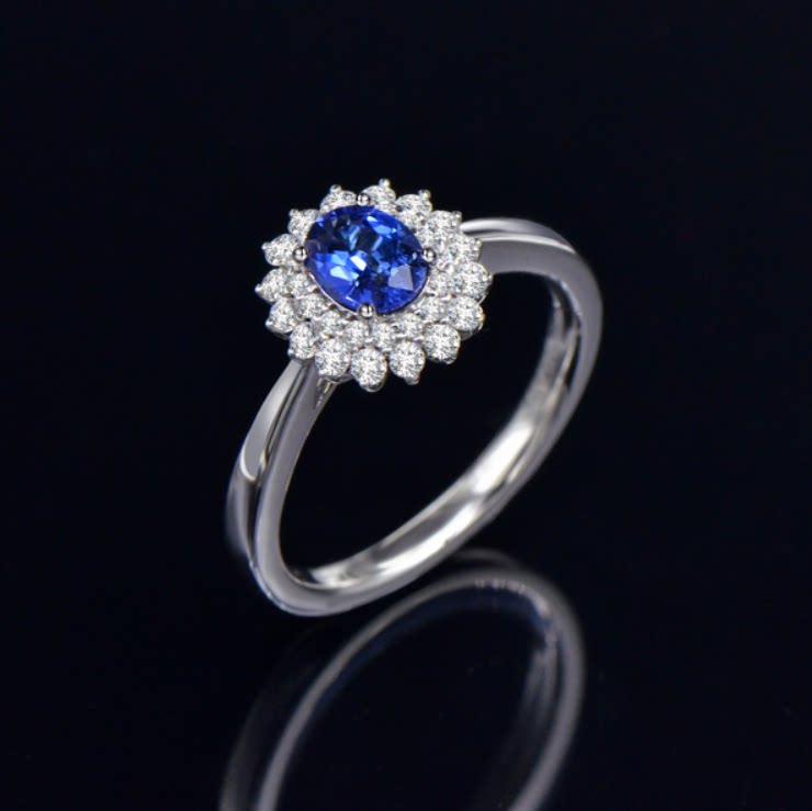 Xielong Natural Sapphire Diamond Princess Diana Ring