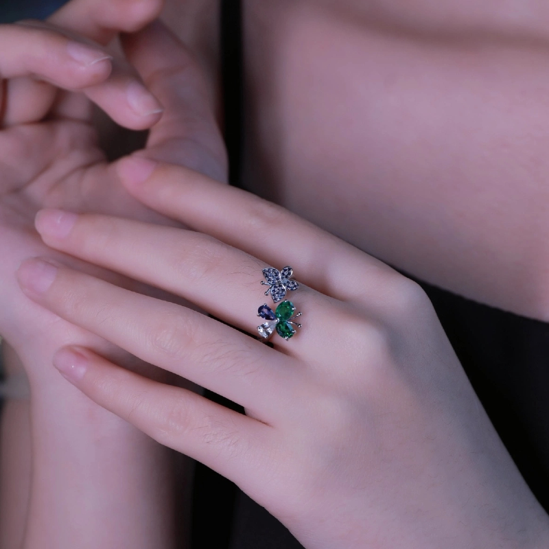 Xielong platinum sapphire tsavorite open ring
