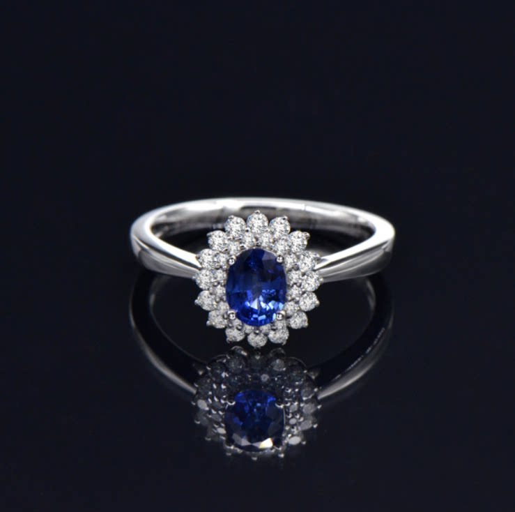 Xielong Natural Sapphire Diamond Princess Diana Ring