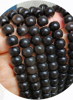 天然黑牛角桶珠佛珠手链手串8-10mm文玩男士挂链项链盘玩饰品