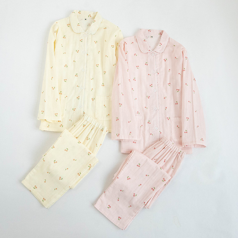 春秋樱桃全棉双层纱布儿童女童长袖睡衣套装春夏纯棉中大童家居服,淘宝优惠券,粉丝福利购,淘宝优惠卷