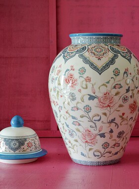 新中式风玄关软装摆件花瓶将军罐