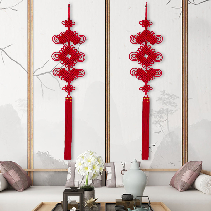 新款竖长同心结中国结挂件三阳开泰客厅电视背景墙入户门挂件乔迁,淘宝优惠券,粉丝福利购,淘宝优惠卷