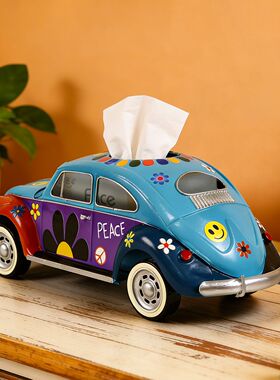 欧式复古甲壳虫巴士模型纸巾盒