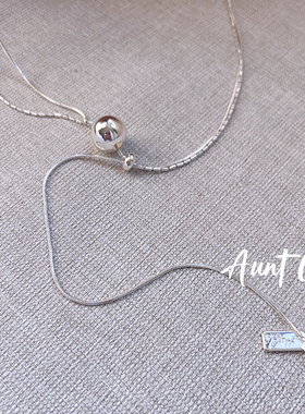 【清不退换】银色毛衣链配饰双层项链小众设计感Y字气质百搭长款