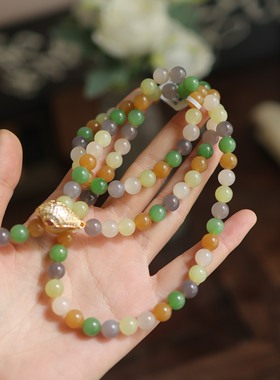 天然和田玉8mm圆珠多圈手串