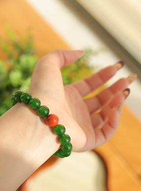 天然和田玉10mm碧玉圆珠单圈手串精致百搭   货号16188