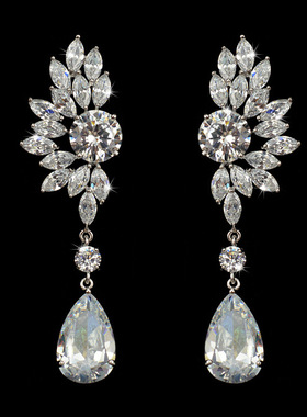 SOTC印第安太阳神镀925银锆石施家流苏水滴耳坠耳环女Earrings