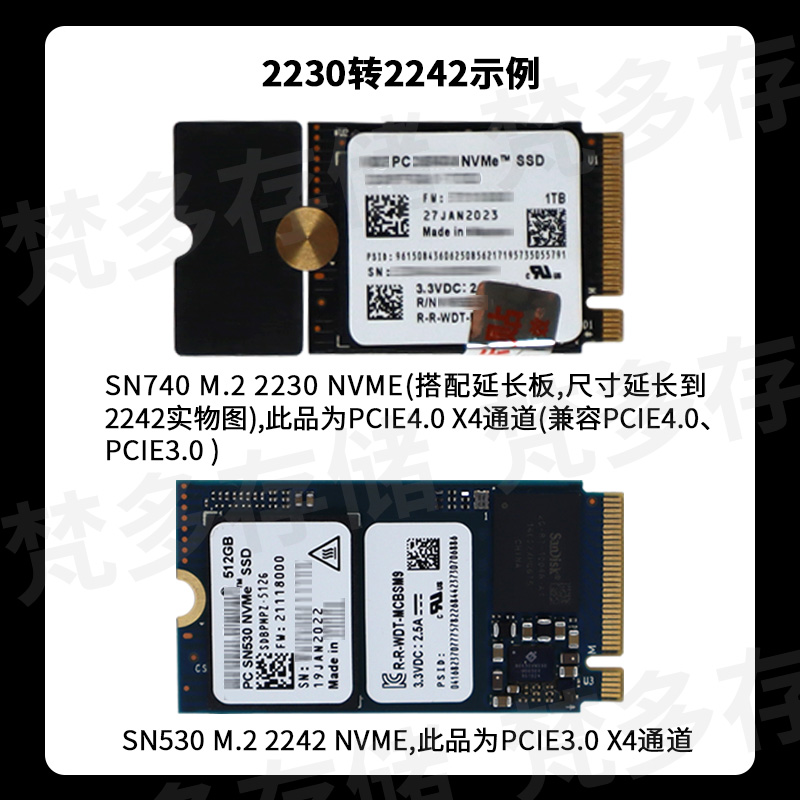 全新西数 SN740 M.2 nvme 2230 SteamDeck扩容 1T/2T SSD固态硬盘