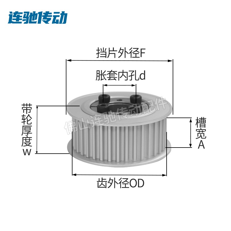 免键涨紧套同步轮 铝合金带轮5M 30齿 内孔8-19同步皮带轮30齿 5M - 图0