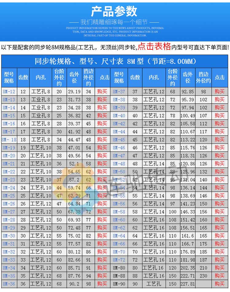 8M66齿铝合金8M同步皮带轮同步轮齿数66内孔12齿宽32带宽30-图0