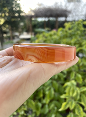 『 青禾淑坊 』天然玛瑙环形手镯 国风古典玉石镯 62MM