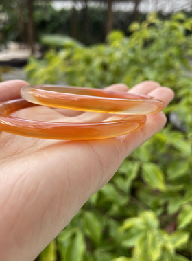 『青禾淑坊 』天然细圆条玛瑙手镯 古典圆镯 对镯 55mm