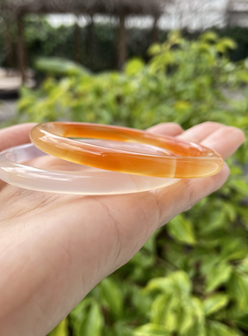 『青禾淑坊 』天然细圆条玛瑙手镯 古典圆镯 对镯 53mm