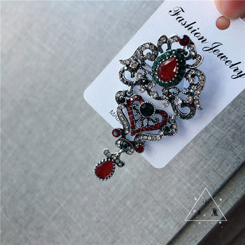 Little devil dress suit accessories luxury glass large brooch rhinestone clothes versatile accessories collar pin clothes accessories