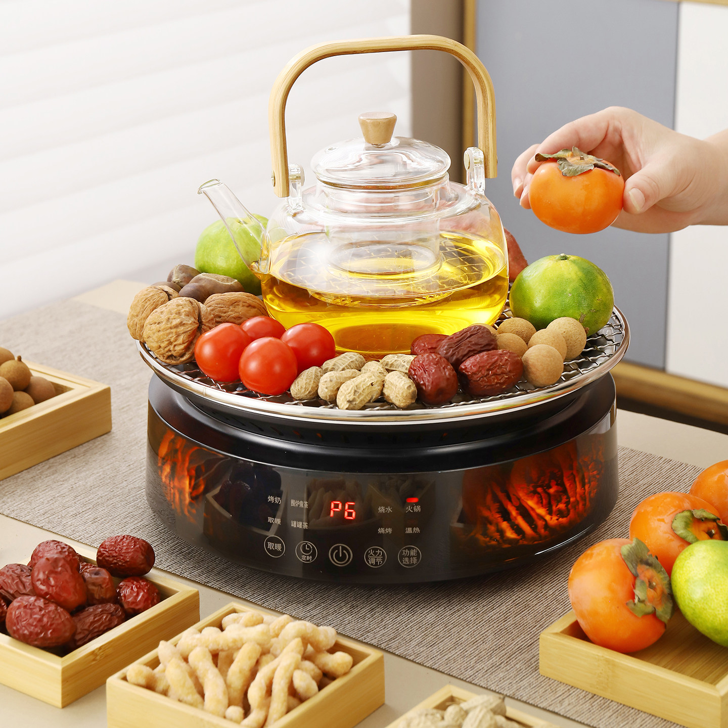 暖冬围炉煮茶器电陶炉星火炉家用烤电茶炉全玻璃养生壶煮茶炉套装,淘宝优惠券,粉丝福利购,淘宝优惠卷