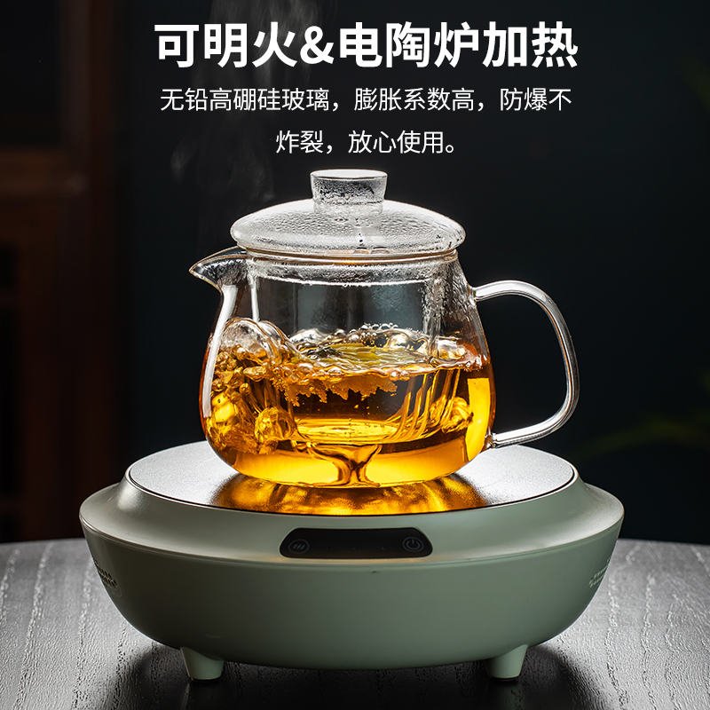 全玻璃内胆泡茶壶加厚耐高温茶水分离家用花茶养生壶可明火煮茶壶 - 图0