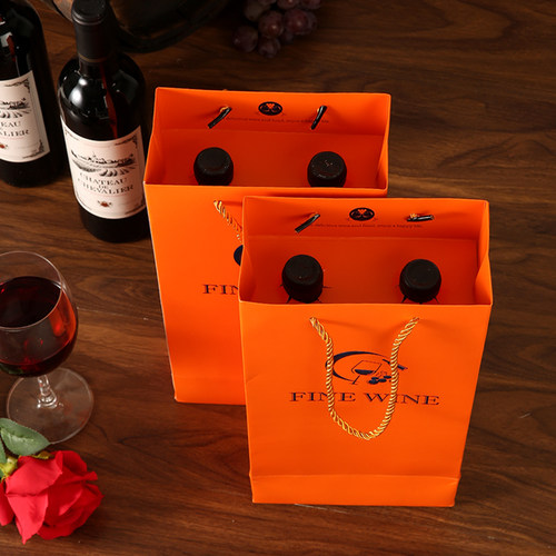 红酒袋手提袋纸袋双瓶装红酒包装袋礼袋葡萄酒盒子通用一体化卡纸-图2