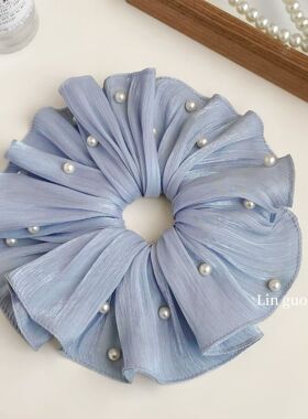 超仙珍珠网纱褶皱大肠发圈