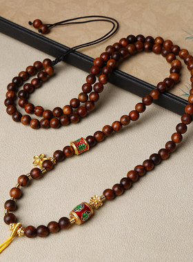 黑花梨檀木佛牌链子新中式唐卡链