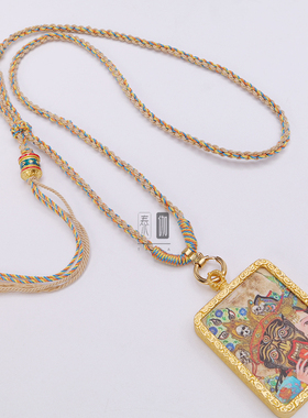 佛牌链手工编织藏式五彩唐卡挂绳