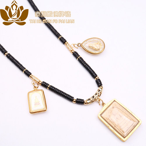 正宗泰国黑椰壳佛牌链18K镀金镀银不掉色 短款颈链单挂款男女通用 - 图3