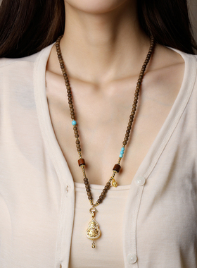 沉香古风珠链吊坠挂绳佛牌唐卡链