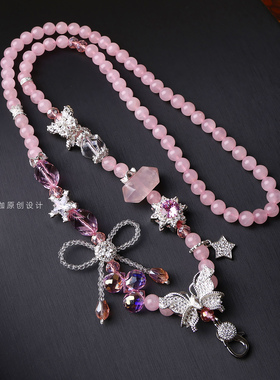 泰国佛牌链子粉晶双尖闪灵项链