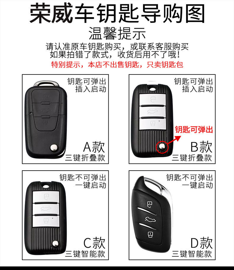 适用荣威RX5钥匙套I5/350/RX3/360/550/RX8/I6plus车钥匙包扣21款-图0