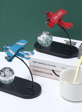 复古铁艺飞机模型摆件仿真战斗机家居客厅书房装饰品场景布置道具