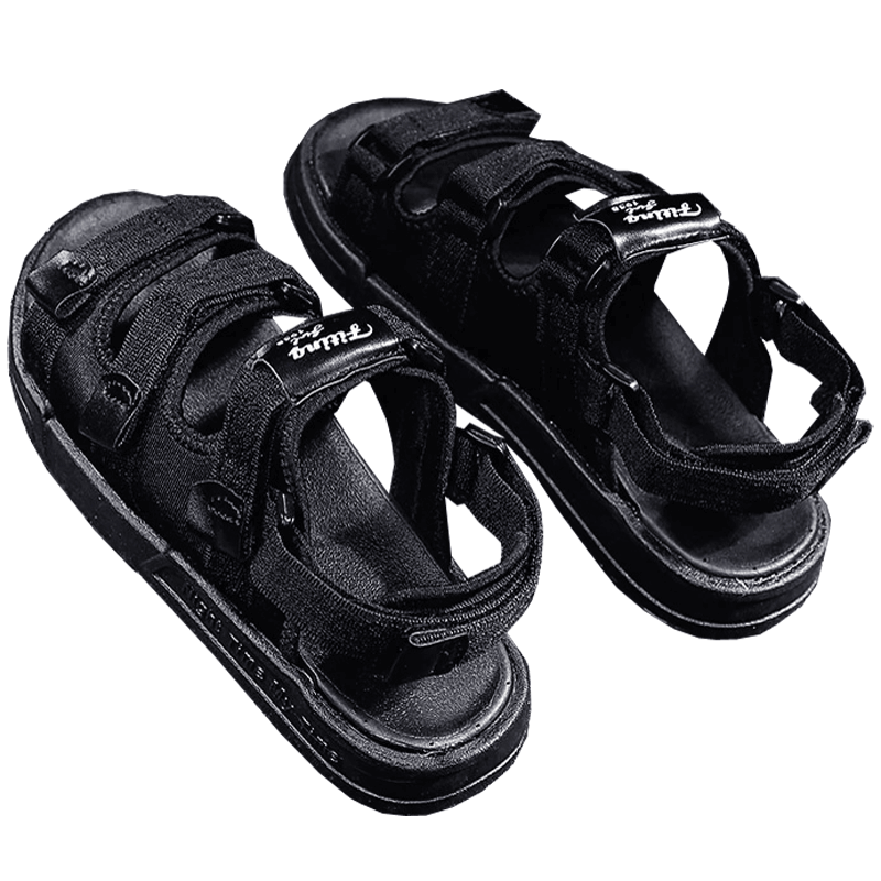 平底凉鞋三条杠罗马魔术贴沙滩鞋 休闲凉拖鞋男女 情侣大码GC110 - 图3