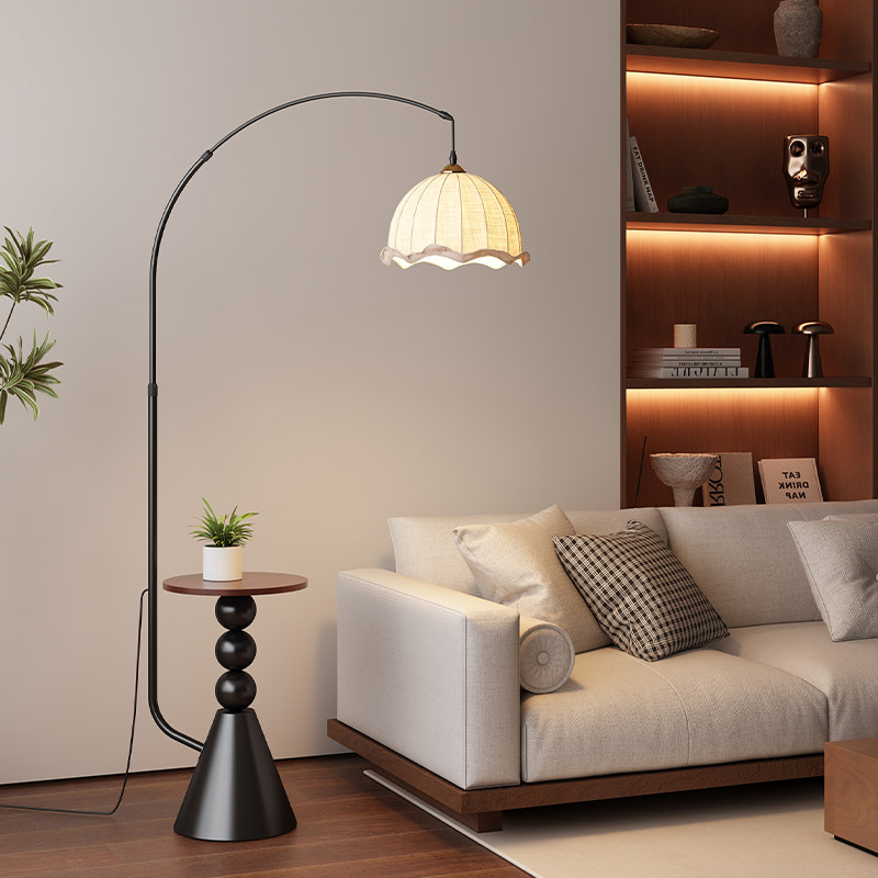 钓鱼灯中古落地灯客厅沙发边卧室床头灯氛围灯美式置物架一体台灯,淘宝优惠券,粉丝福利购,淘宝优惠卷