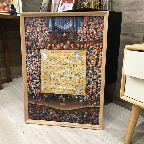 实木拼图框1000片1500柚木窄边胡桃拼图相框裱框原木相框画框挂墙 - 图2