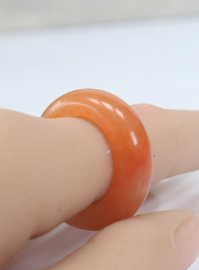 新疆天然金丝玉天山翠冰种飘花轻奢素圈男女玉石戒指环戒圈定制