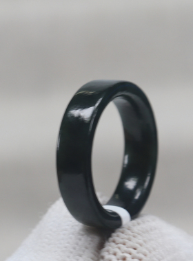 纯天然缅甸翡翠A货老坑冰种新疆和田玉青花金丝玉玉石戒圈8号