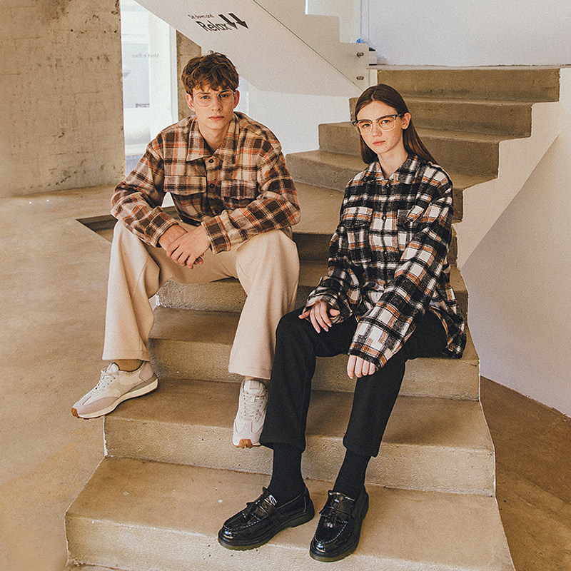 韦恩泽维尔大码格纹衬衫外套男商务秋冬季宽松毛绒款高街夹克7946,淘宝优惠券,粉丝福利购,淘宝优惠卷