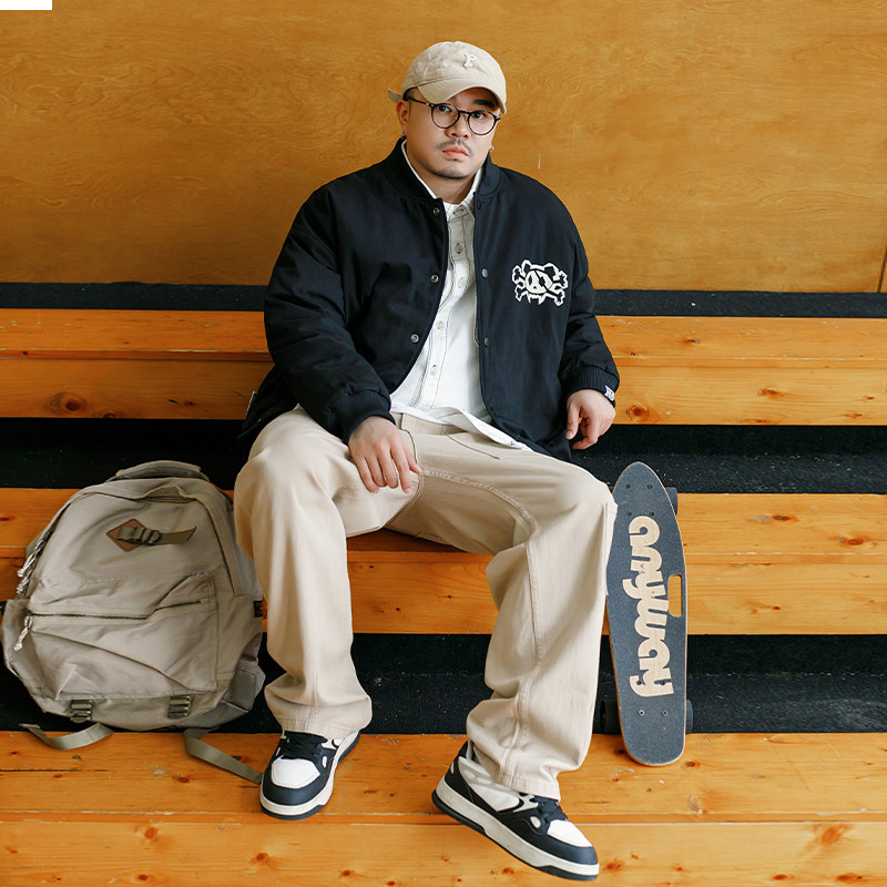 韦恩泽维尔大码棒球服棉衣男宽松街头荧光印花休闲加厚外套8980,淘宝优惠券,粉丝福利购,淘宝优惠卷