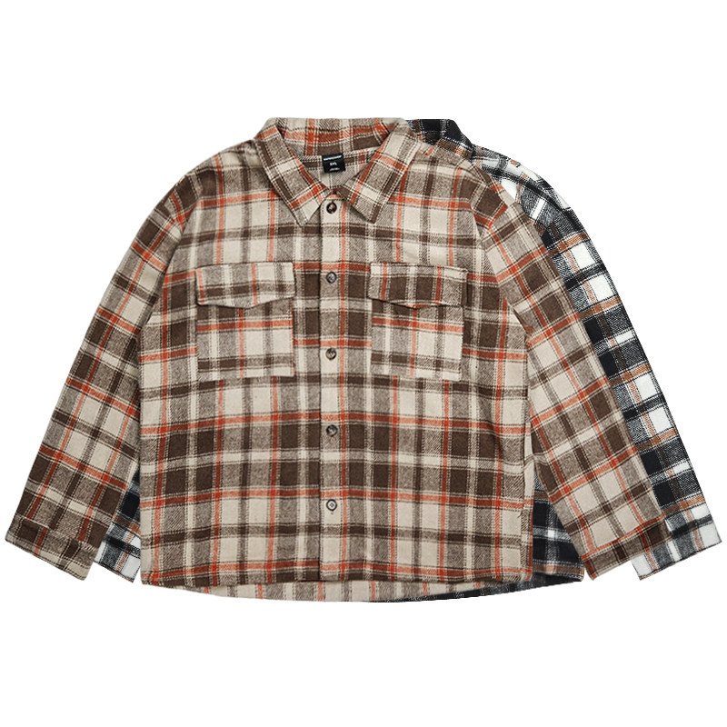 韦恩泽维尔大码格纹衬衫外套男商务秋冬季宽松毛绒款高街夹克7946,淘宝优惠券,粉丝福利购,淘宝优惠卷